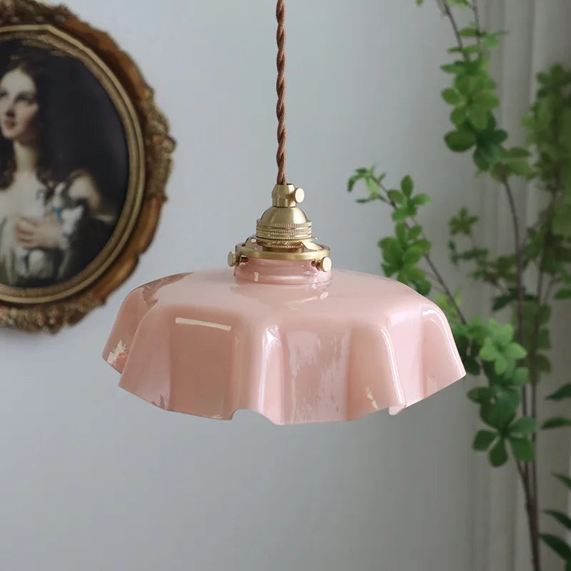 Helnys Nordic Milky Yellow Glass LED Pendant Lights for Home Indoor Lighting