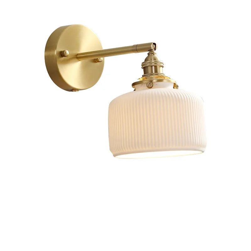 Helnys Ceramic LED Wall Lamp with Pull Chain for Bedroom Bathroom Mirror