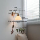 Helnys Nordic LED Wall Light Copper Arm White Glass Bedside Lamp