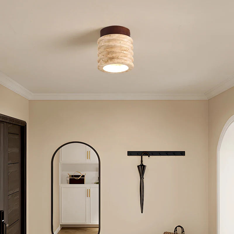 Helnys Wood Canopy LED Ceiling Light - Yellow Stone Home Indoor Decor Fixtures