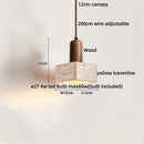 Helnys LED Pendant Light Fixture with Natural Yellow Travertine Materials