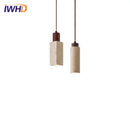 Helnys Wood Handle LED Pendant Lamp Modern Hanging Light for Home Décor