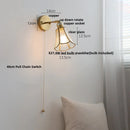 Helnys Copper LED Wall Lights Clear Glass Pull Chain Switch - Modern Nordic Style