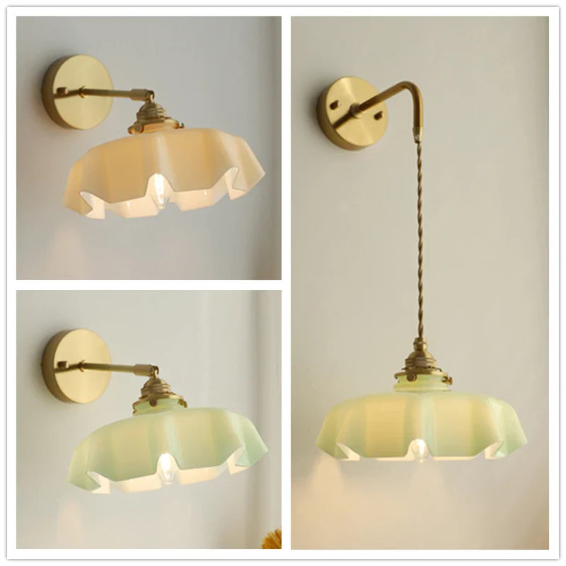 Helnys Pink Glass LED Wall Sconce | Nordic Modern Bedroom Living Room Lamp