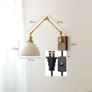 Helnys Nordic Ceramic Wall Lamp with Pull Chain Switch, LED Living Room Bedroom Light