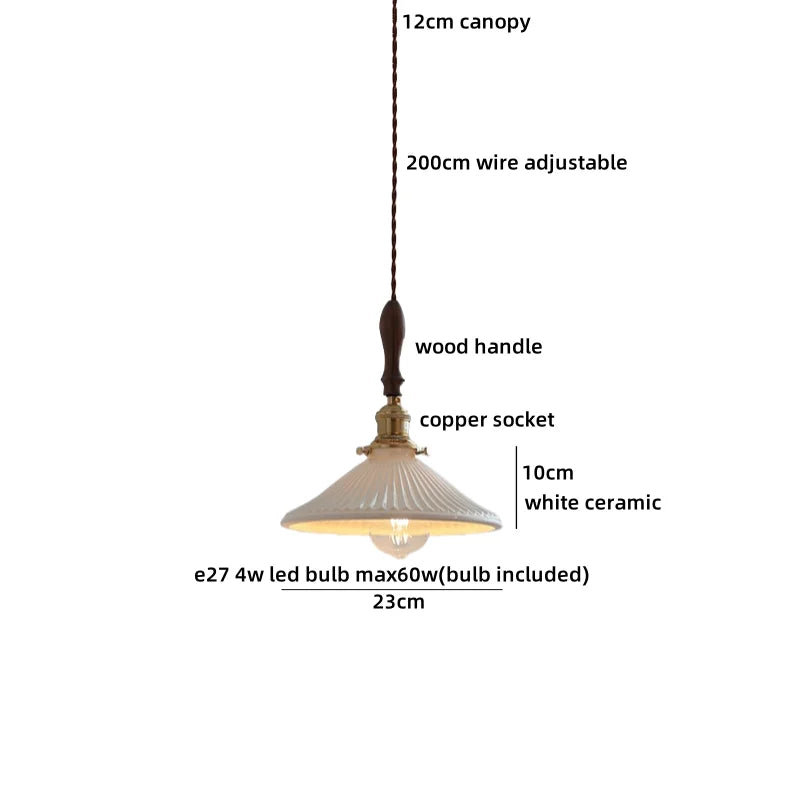 Helnys Glass Shade LED Pendant Light - Japanese Style Luminaire Suspendu
