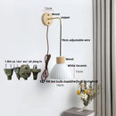 Helnys Modern White Ceramic LED Wall Lamp with Pull Chain Switch