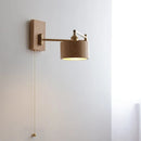 Helnys LED Wall Sconce Lamp Walnut Ash Wood with Pull Chain Switch