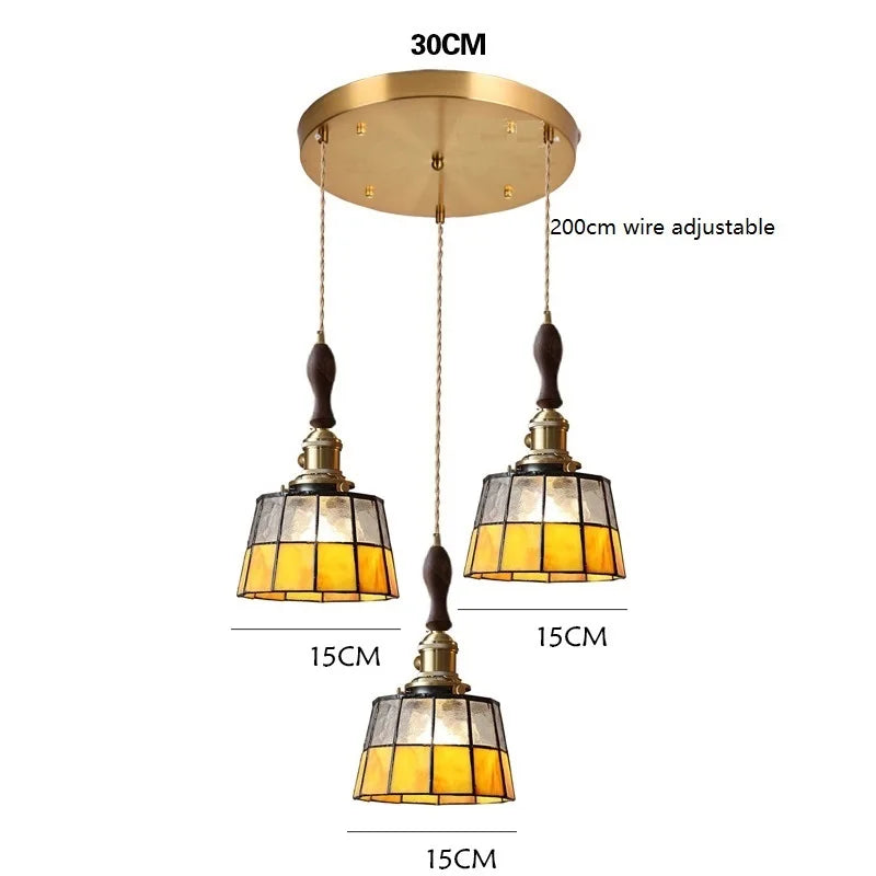 Helnys Vintage LED Pendant Lamp with Copper Socket & Glass Lampshade