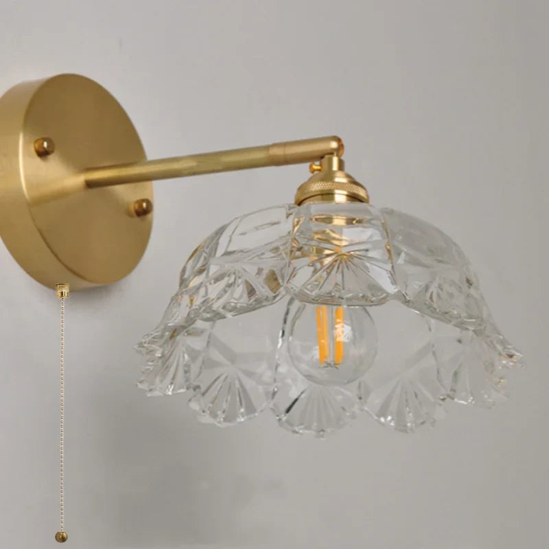 Helnys Glass LED Wall Light Fixture Modern Rotate Clear Glass Bedside Lamp