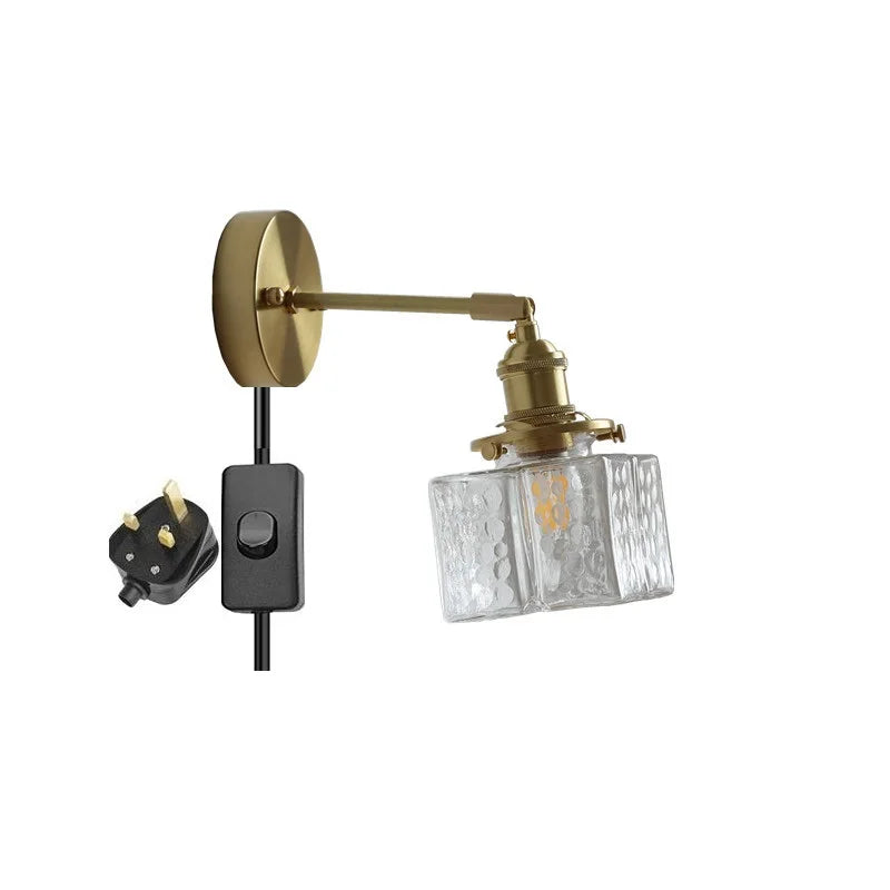 Helnys Copper Glass LED Bathroom Mirror Light Sconce, Nordic Modern Wall Lamp