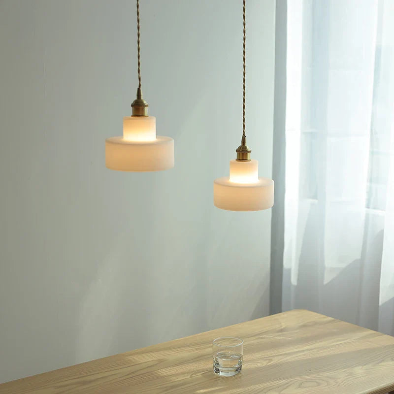 Helnys White Glass LED Pendant Light - Nordic Modern Hang Lamp for Home Decor