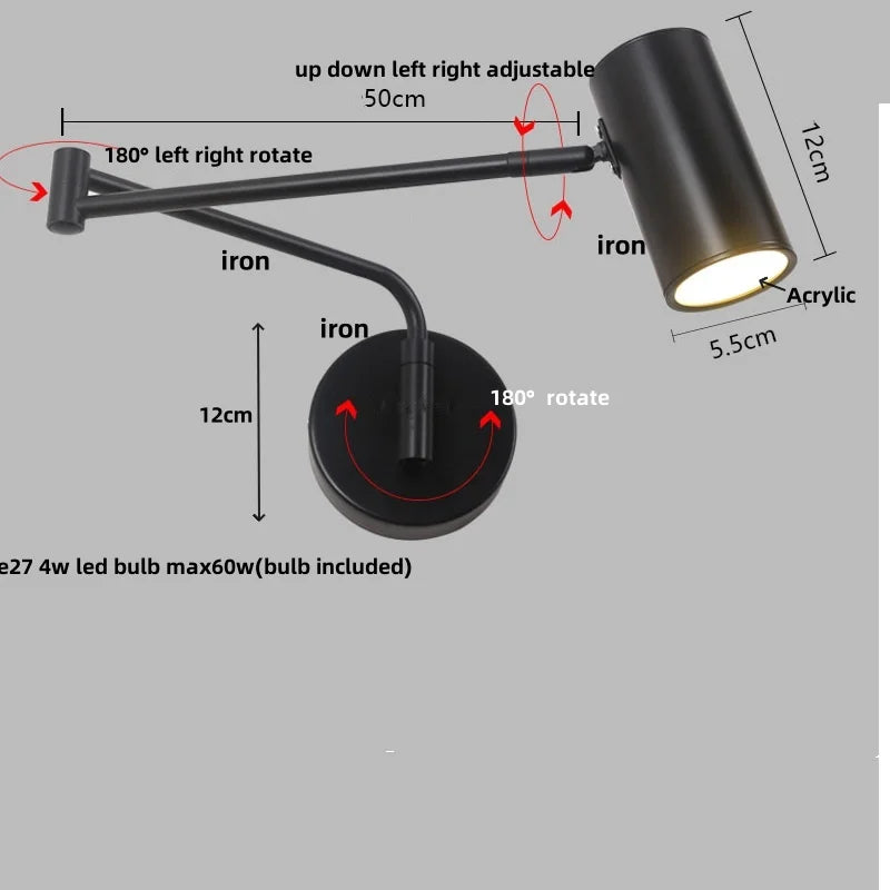 Helnys Acrylic Iron LED Wall Lamp Modern Dining Room Fixture