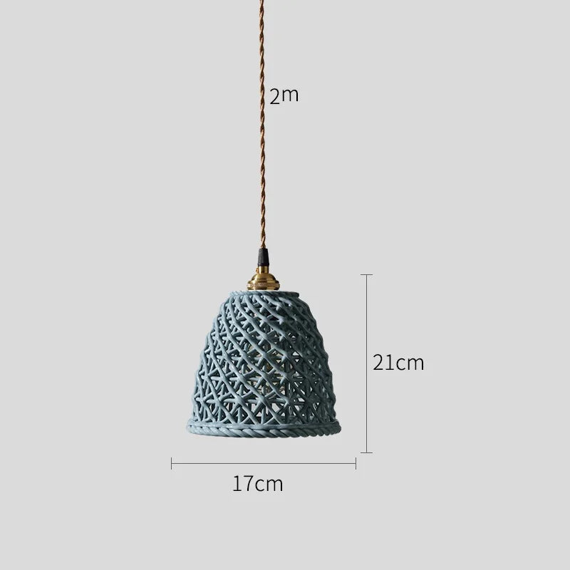 Helnys White Ceramic LED Pendant Lights - Nordic Modern Copper Hanging Lamp