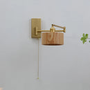 Helnys Wooden Wall Lamp Sconce with Pull Chain Switch for Bedroom and Bathroom