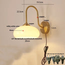 Helnys Glass LED Wall Sconce with Pull Chain Switch, Copper Nordic Bathroom Light