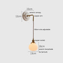 Helnys White Glass LED Wall Lights with Copper Arm Socket for Bedroom & Living Room