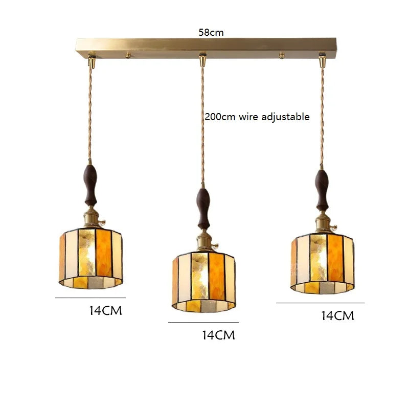 Helnys Vintage LED Pendant Lamp with Copper Socket & Glass Lampshade
