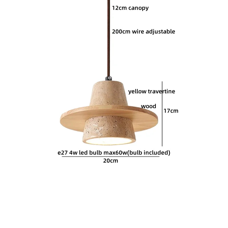 Helnys Yellow Travertine LED Pendant Lights Fixture - Nordic Modern Hanging Lamp