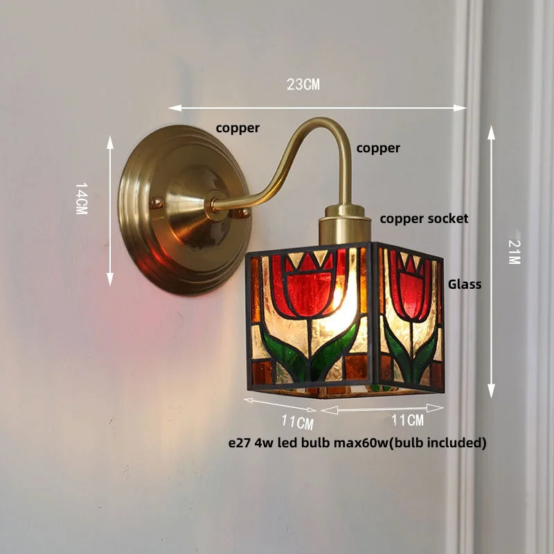 Helnys Cube LED Wall Sconce Copper Glass E27 Vanity Light