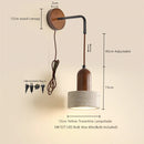 Helnys Mushroom LED Wall Light: Walnut Canopy, Yellow Travertine Wall Lamp