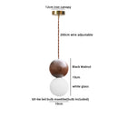 Helnys Wood Glass Balls LED Pendant Chandelier Black Walnut Hanging Lamp