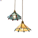 Helnys Copper LED Glass Pendant Lights Tiffany Style Dining Room Fixtures