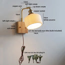Helnys Vintage Brass Ceramic Flower LED Wall Lamp - Wooden Base