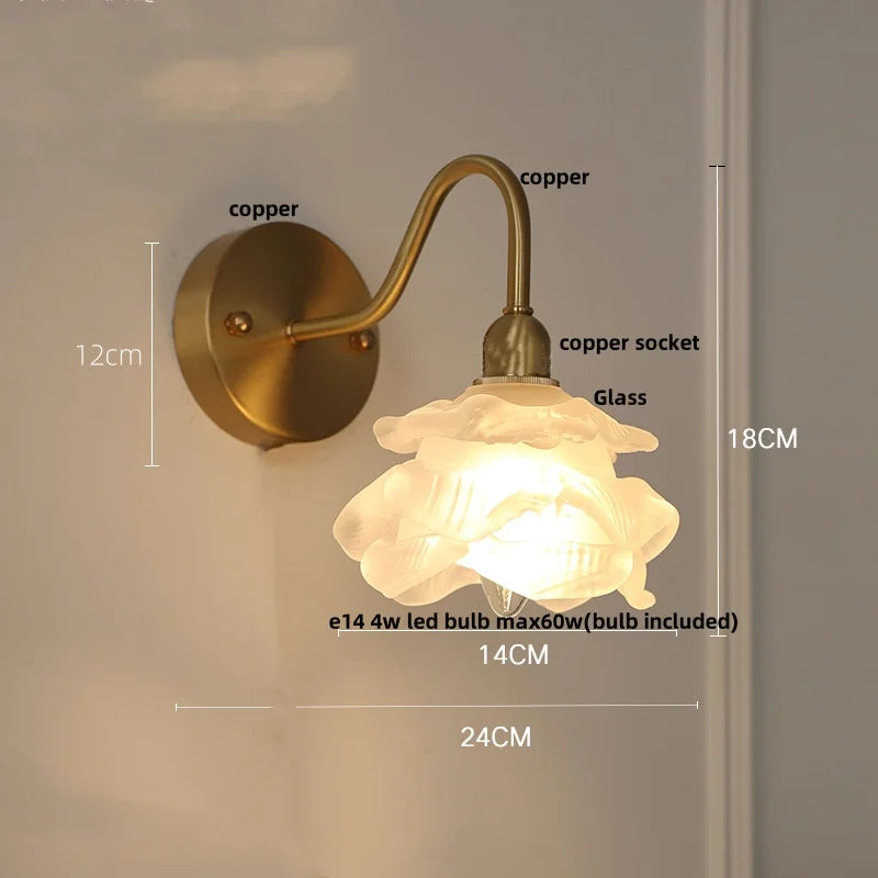 Helnys Loft LED Wall Sconce Pull Chain Switch Pink Glass Stair Light
