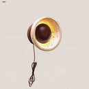Helnys Vintage LED Wall Light Fixture Wood Natural Stone Bedside Lamp