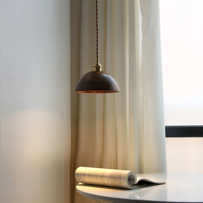 Helnys Modern Nordic Walnut Wood LED Pendant Light for Interior Home Decor