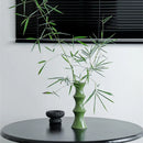 Helnys Retro Bamboo Ceramic Vase Home Decor Chinese Style Living Room Dried Flower