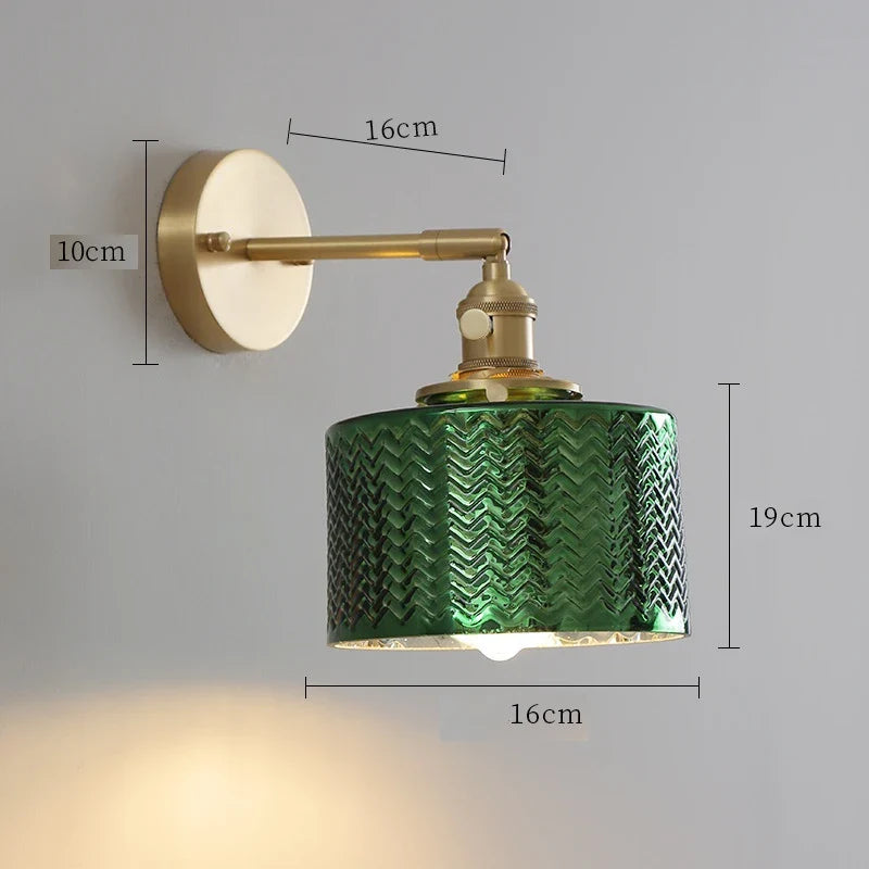 Helnys Clear Glass LED Wall Lights Copper Pull Chain Switch Modern Wandlamp