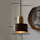 Helnys Retro Pendant Light with Walnut Wood LED Hanging Lamp and Adjustable Glass Wire