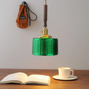 Helnys Nordic LED Pendant Lights Green Glass Copper Knob Switch Hanging Lamp