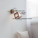 Helnys Walnut Wood LED Wall Light with Clear Glass Sconce & Pull Chain Switch