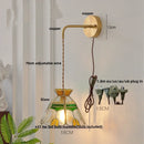Helnys Glass LED Wall Light Fixture with Adjustable Wire, Pull Chain Switch, Vintage Design