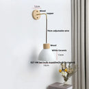 Helnys Modern White Ceramic LED Wall Lamp with Pull Chain Switch