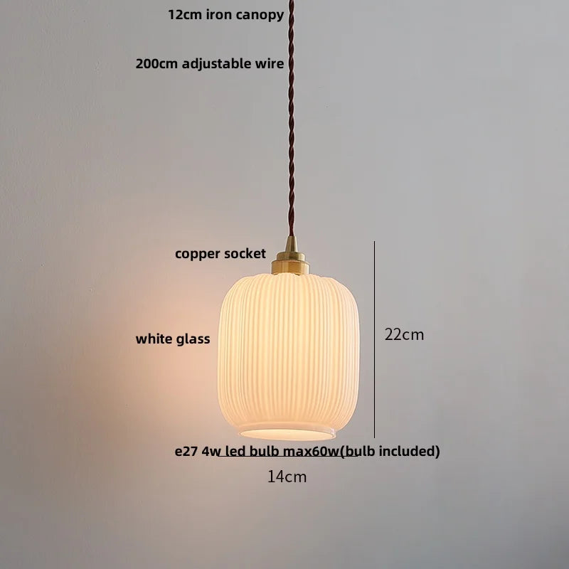 Helnys White Glass LED Pendant Lamp: Nordic Modern Hanging Lights for Home Decor
