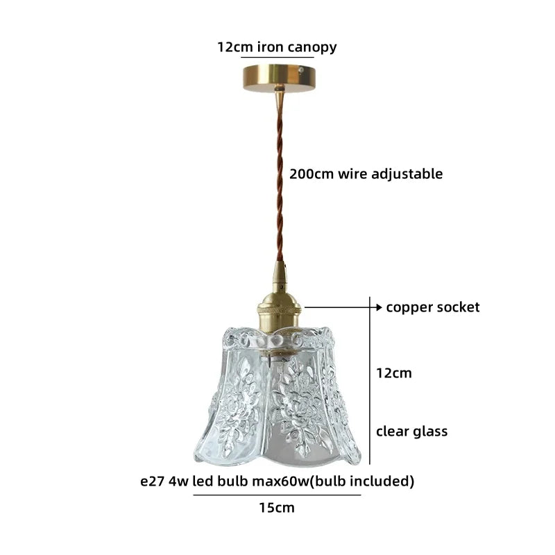 Helnys Brass LED Pendant Light with Clear Glass Shade