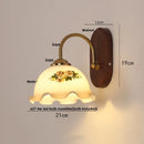 Helnys Wooden LED Wall Light Fixture with Pull Chain Switch
