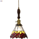Helnys Vintage Brass Walnut Wood LED Pendant Light with Wine Red Glass