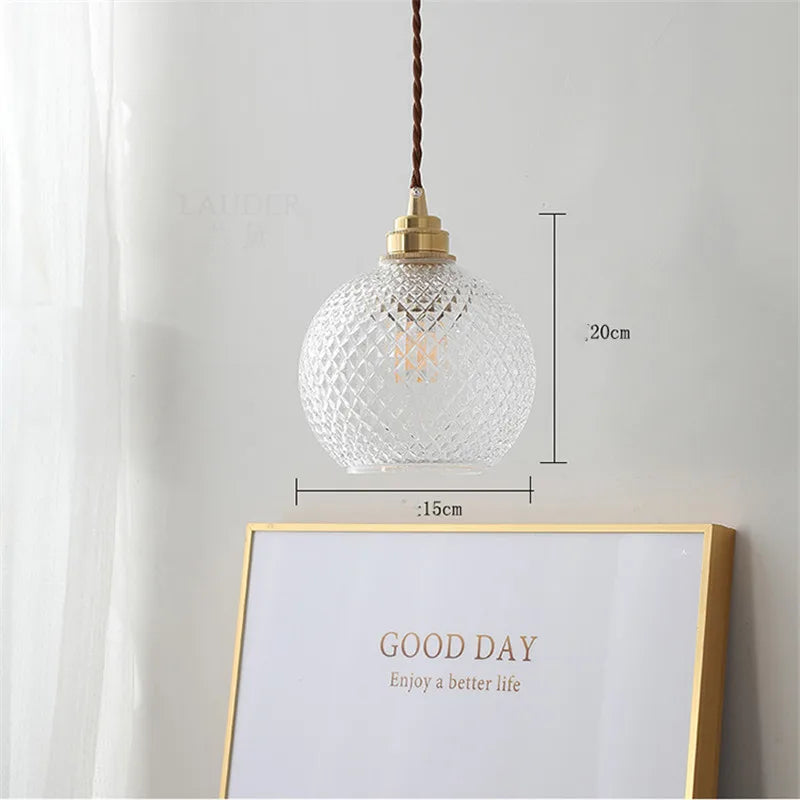 Helnys Glass Ball LED Pendant Lamp Copper Socket Indoor Nordic Modern Lighting