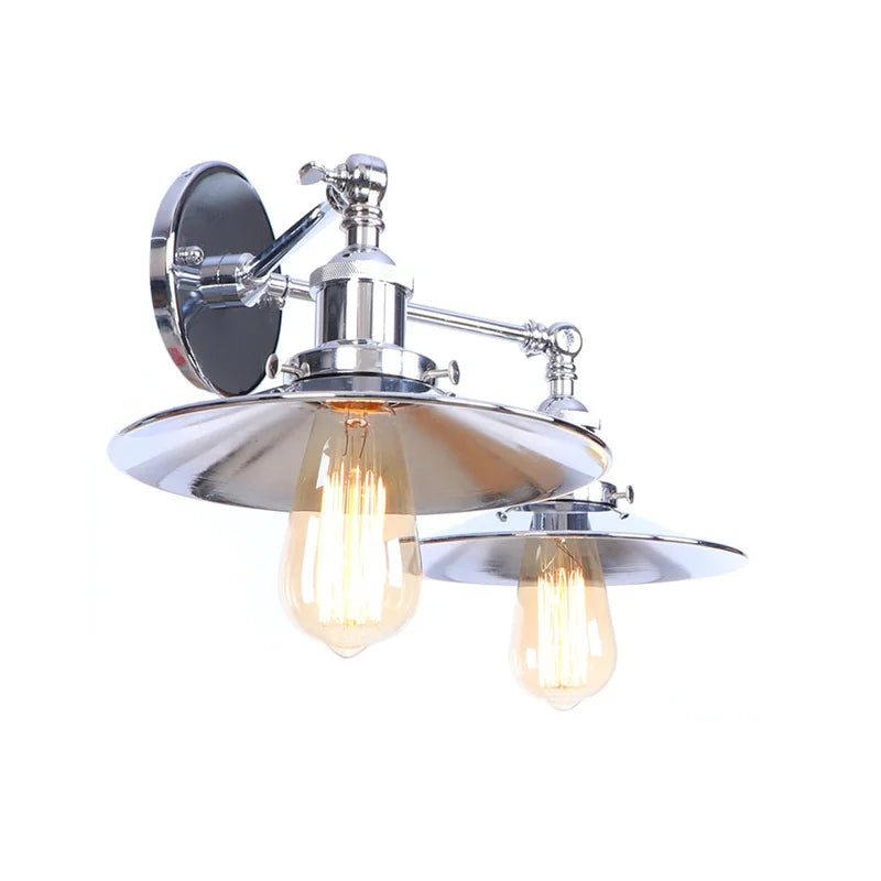 Helnys Silver Vintage LED Wall Light 2 Heads Living Room Bedside Lamp
