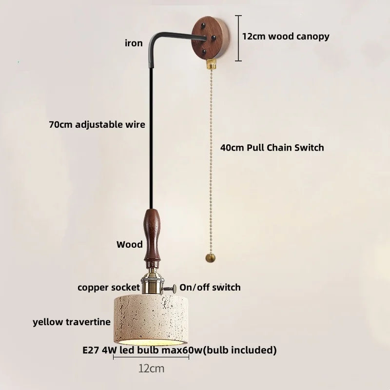 Nordic Copper LED Wall Light by Helnys - Modern Design with Pull Chain Switch