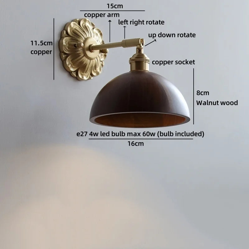 Helnys Flower Design LED Wall Light Glass Antique Gold Modern Bedside Lamp
