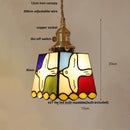 Helnys Tiffany Style Glass Pendant Light Fixture with Walnut Wood Finish