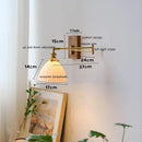 Helnys Walnut Canopy Copper LED Wall Lamp with Rotate Ceramic Lampshade