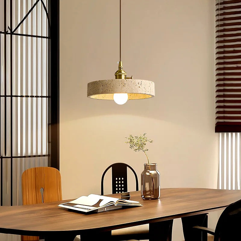 Helnys Yellow Stone Copper Socket LED Pendant Lights for Living Room Study Café