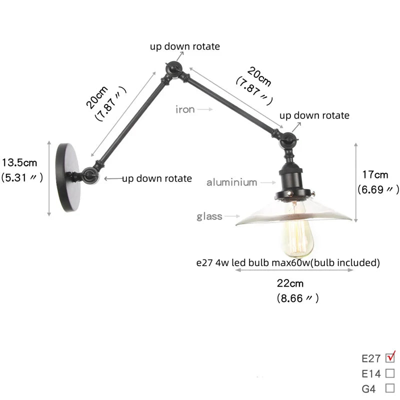 Helnys Swing Arm LED Wall Lights for Home Decor and Bedside Lamp